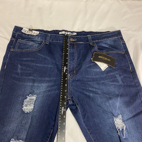 Henry & William Jeans Mens 42x32 Blue Relax Fit Distressed American Preppy Denim - Picture 15 of 16